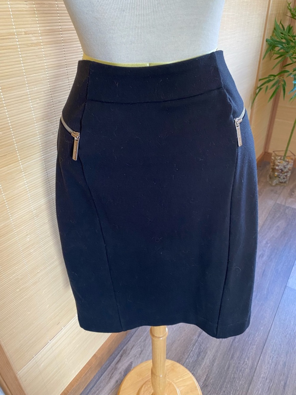 Michael Kors Black Pencil Skirt with Zip Accents